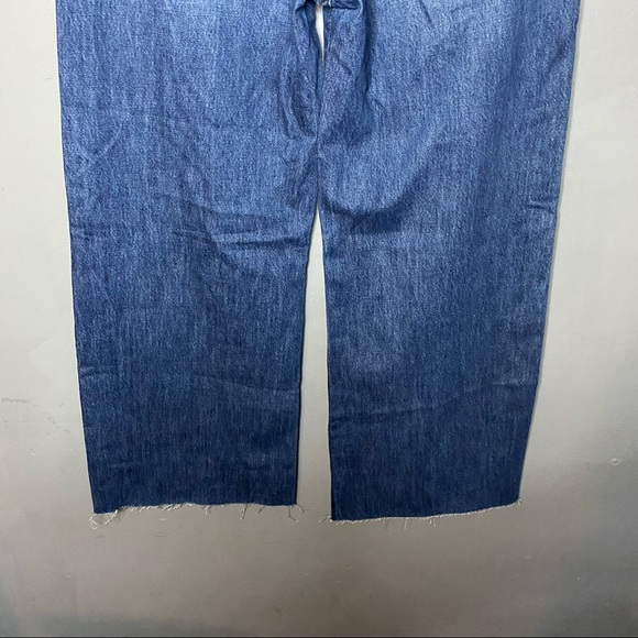 LEVIS RIBCAGE STRAIGHT WIDE LEG HIGH RISE BUTTON FLY RAW HEM JEANS - Picture 6 of 9